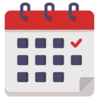 A graphic icon of a calendar.