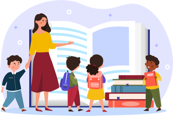 A woman sits at a small yellow table with her laptop, phone, and a coffee on the table. A page from the Whitmore Lake Public Schools website is displayed on the screen of her laptop.