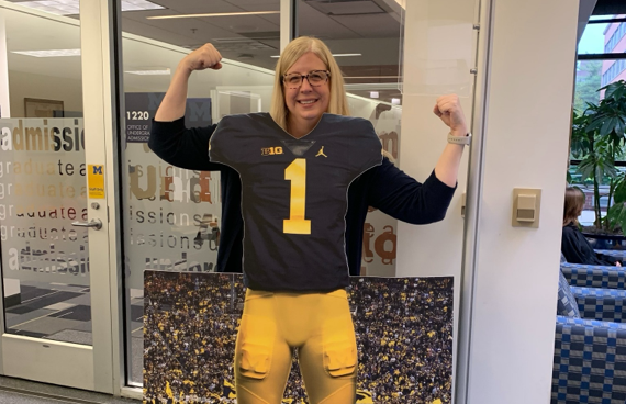 A teacher in a classroom working with students