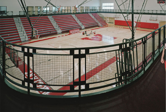 The Whitmore Lake gym floor as seen from above on the Whitmore Lake indoor walking track.