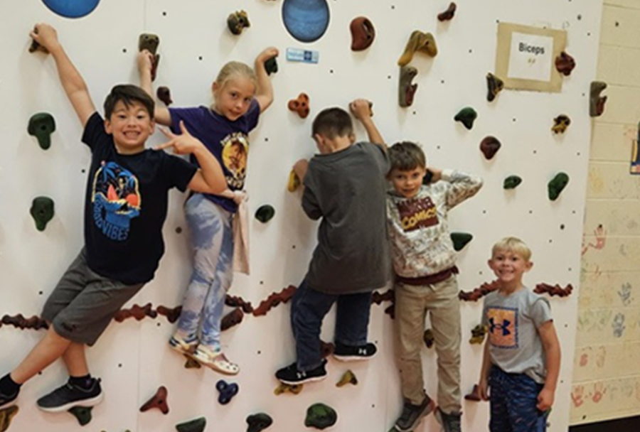 Kids rock climbing